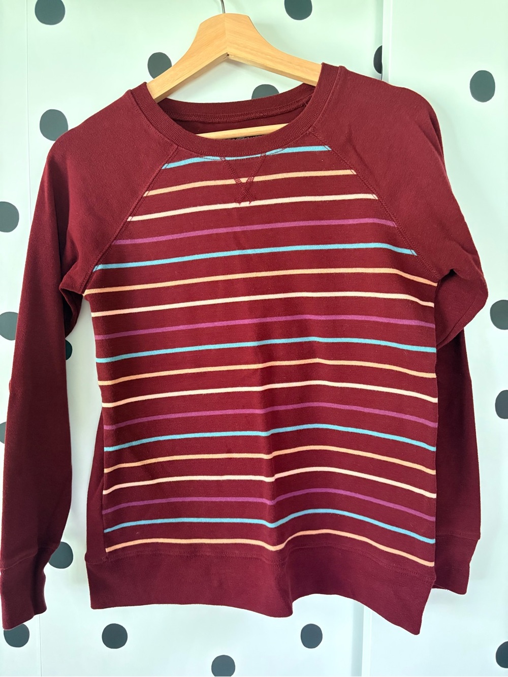 Maroon Striped Long-Sleeve Lightweight Sweatshirt